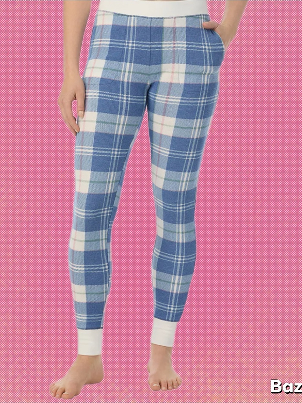 5 for $20 MIX N MATCH Cuddl Duds Blue and White Plaid Thermal Leggings